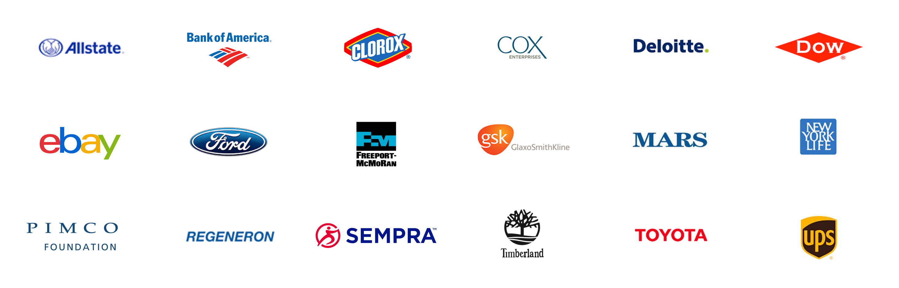 Logos of 18 True Impact CSR impact measurement clients